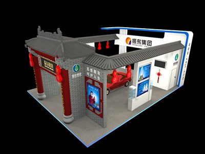108平米展臺(tái)設(shè)計(jì)制作：四面開口/中式/木質(zhì)結(jié)構(gòu)/灰色，為醫(yī)藥展展商而作（免費(fèi)使用）