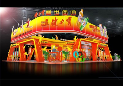 352平米展臺設(shè)計制作：四面開口/現(xiàn)代/木質(zhì)結(jié)構(gòu)/紅色，為茶博會展商而作（免費使用）