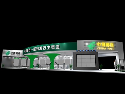 360平米展臺設(shè)計制作：三面開口/現(xiàn)代/木質(zhì)結(jié)構(gòu)/綠色，為交通物流展展商而作（免費(fèi)使用）
