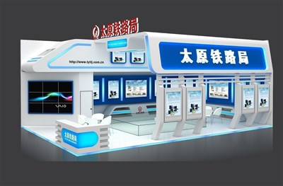 96平米展臺設計制作：二面開口/現(xiàn)代/木質結構/白色，為交通物流展展商而作（免費使用）