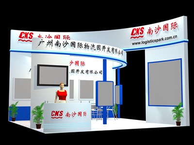 36平米展臺(tái)設(shè)計(jì)制作：三面開口/現(xiàn)代/木質(zhì)結(jié)構(gòu)/白色，為交通物流展展商而作（免費(fèi)使用）