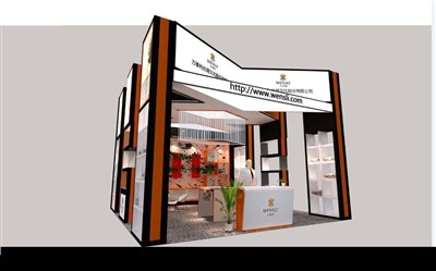 36平米展臺設(shè)計制作：一面開口/現(xiàn)代/木質(zhì)結(jié)構(gòu)/白色，為工藝品展展商而作（免費使用）