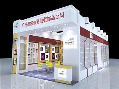72平米展臺設(shè)計制作：二面開口/現(xiàn)代/木質(zhì)結(jié)構(gòu)/白色，為工藝品展展商而作（免費使用）