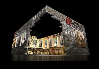 54平米展臺設(shè)計制作：二面開口/現(xiàn)代/木質(zhì)結(jié)構(gòu)/黃色，為廣告展展商而作（免費使用）