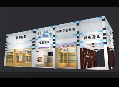 90平米展臺設(shè)計制作：三面開口/現(xiàn)代/木質(zhì)結(jié)構(gòu)/白色，為工藝品展展商而作（免費使用）