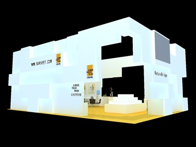 88平米展臺設計制作：三面開口/現(xiàn)代/木質結構/白色，為衛(wèi)浴展展商而作（免費使用）