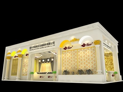 112.5平米展臺設(shè)計制作：三面開口/歐式/木質(zhì)結(jié)構(gòu)/白色，為建材展展商而作（免費使用）