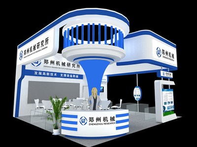 52.5平米展臺(tái)設(shè)計(jì)制作：三面開口/現(xiàn)代/木質(zhì)結(jié)構(gòu)/藍(lán)色，為機(jī)械展展商而作（免費(fèi)使用）