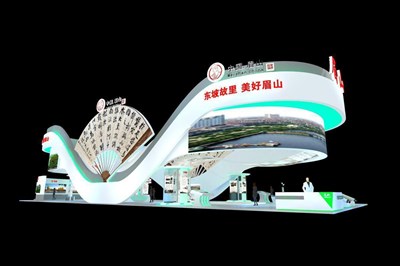 574平米展臺設(shè)計制作：四面開口/現(xiàn)代/木質(zhì)結(jié)構(gòu)/綠色，為文博會展商而作（免費使用）