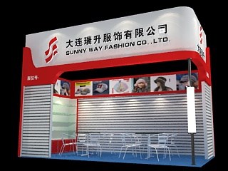54平米展臺設(shè)計(jì)制作：二面開口/現(xiàn)代/木質(zhì)結(jié)構(gòu)/紅色，為鞋箱包展展商而作（免費(fèi)使用）