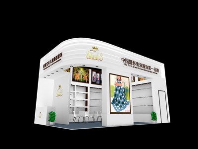 54平米展臺(tái)設(shè)計(jì)制作：二面開口/現(xiàn)代/木質(zhì)結(jié)構(gòu)/白色，為嬰幼展展商而作（免費(fèi)使用）
