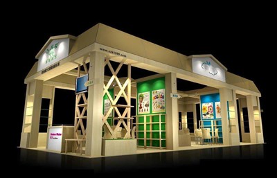 72平米展臺設(shè)計制作：四面開口/現(xiàn)代/木質(zhì)結(jié)構(gòu)/米色，為玩具展展商而作（免費使用）