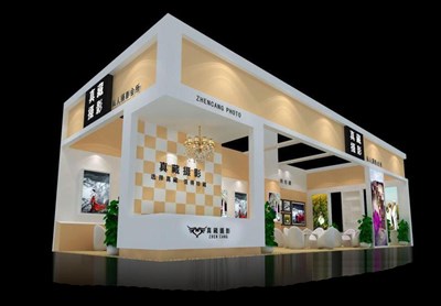 90平米展臺(tái)設(shè)計(jì)制作：二面開口/現(xiàn)代/木質(zhì)結(jié)構(gòu)/米色，為婚博會(huì)展商而作（免費(fèi)使用）