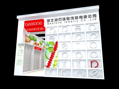 36平米展臺(tái)設(shè)計(jì)制作：一面開(kāi)口/現(xiàn)代/木質(zhì)結(jié)構(gòu)/白色，為珠寶展展商而作（免費(fèi)使用）