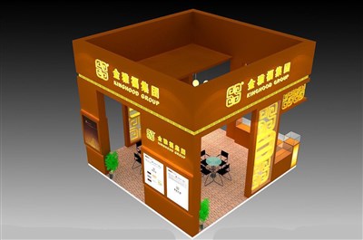 36平米展臺(tái)設(shè)計(jì)制作：四面開(kāi)口/現(xiàn)代/木質(zhì)結(jié)構(gòu)/黃色，為珠寶展展商而作（免費(fèi)使用）