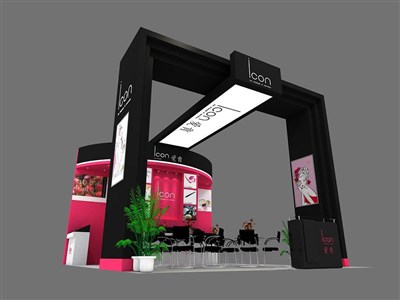 45平米展臺(tái)設(shè)計(jì)制作：三面開口/前衛(wèi)/木質(zhì)結(jié)構(gòu)/黑色，為美博會(huì)展商而作（免費(fèi)使用）
