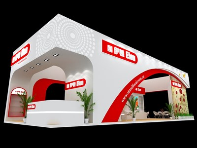 90平米展臺設計制作：四面開口/現(xiàn)代/木質(zhì)結構/白色，為文具圖書展展商而作（免費使用）