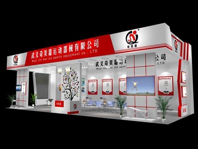 93平米展臺(tái)設(shè)計(jì)制作：三面開(kāi)口/現(xiàn)代/木質(zhì)結(jié)構(gòu)/白色，為體博會(huì)展商而作（免費(fèi)使用）
