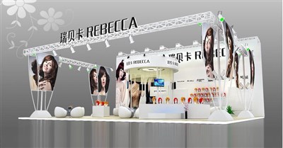 195平米展臺設(shè)計制作：三面開口/現(xiàn)代/桁架結(jié)構(gòu)/白色，為美博會展商而作（免費使用）