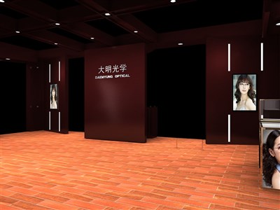 120平米展臺(tái)設(shè)計(jì)制作：二面開口/現(xiàn)代/木質(zhì)結(jié)構(gòu)/咖啡色，為眼鏡展展商而作（免費(fèi)使用）