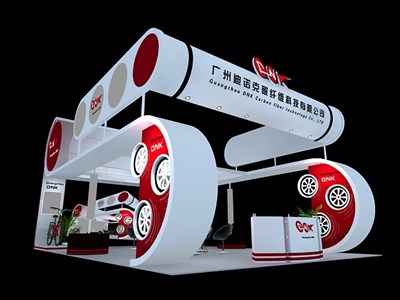 54平米展臺設(shè)計(jì)制作：四面開口/歐式/型材結(jié)構(gòu)/白色，為單/摩托車展商而作（免費(fèi)使用）