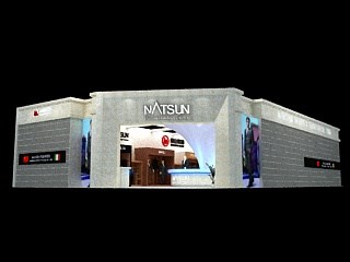 240平米展臺設計制作：一面開口/前衛(wèi)/木質結構/灰色，為紡織展展商而作（免費使用）
