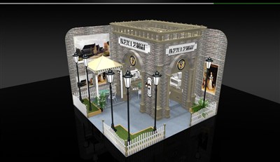 36平米展臺(tái)設(shè)計(jì)制作：二面開口/現(xiàn)代/木質(zhì)結(jié)構(gòu)/灰色，為照明展展商而作（免費(fèi)使用）