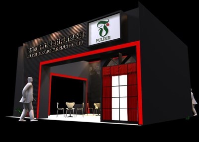 63平米展臺設(shè)計制作：二面開口/前衛(wèi)/木質(zhì)結(jié)構(gòu)/黑色，為紡織展展商而作（免費使用）
