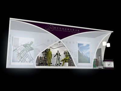 36平米展臺設(shè)計制作：二面開口/前衛(wèi)/型材結(jié)構(gòu)/白色，為服裝展展商而作（免費(fèi)使用）