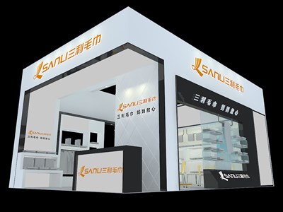 54平米展臺設(shè)計制作：二面開口/現(xiàn)代/木質(zhì)結(jié)構(gòu)/白色，為紡織展展商而作（免費(fèi)使用）