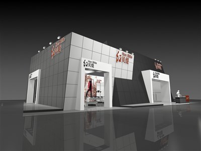 315平米展臺設(shè)計制作：三面開口/現(xiàn)代/木質(zhì)結(jié)構(gòu)/灰色，為服裝展展商而作（免費使用）