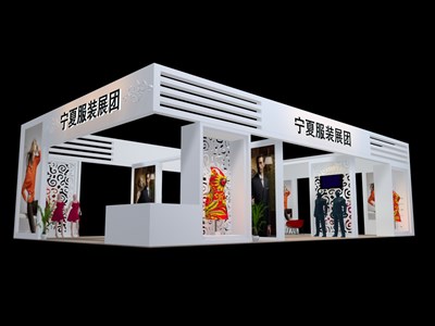 135平米展臺設(shè)計制作：四面開口/現(xiàn)代/木質(zhì)結(jié)構(gòu)/白色，為服裝展展商而作（免費使用）