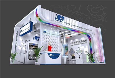 54平米展臺設(shè)計制作：二面開口/現(xiàn)代/木質(zhì)結(jié)構(gòu)/白色，為照明展展商而作（免費(fèi)使用）