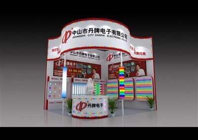 22.5平米展臺(tái)設(shè)計(jì)制作：二面開(kāi)口/現(xiàn)代/木質(zhì)結(jié)構(gòu)/紅色，為照明展展商而作（免費(fèi)使用）