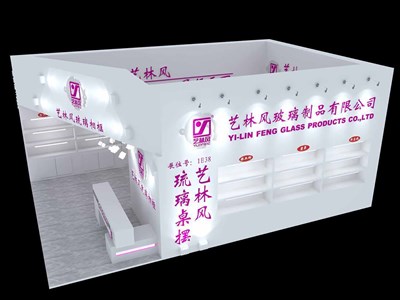 54平米展臺(tái)設(shè)計(jì)制作：二面開口/現(xiàn)代/木質(zhì)結(jié)構(gòu)/白色，為玩具展展商而作（免費(fèi)使用）