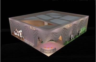 378平米展臺設(shè)計制作：二面開口/現(xiàn)代/木質(zhì)結(jié)構(gòu)/灰色，為服裝展展商而作（免費使用）