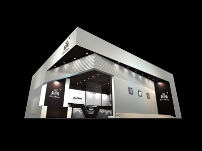 149.5平米展臺設(shè)計制作：二面開口/現(xiàn)代/木質(zhì)結(jié)構(gòu)/白色，為服裝展展商而作（免費(fèi)使用）