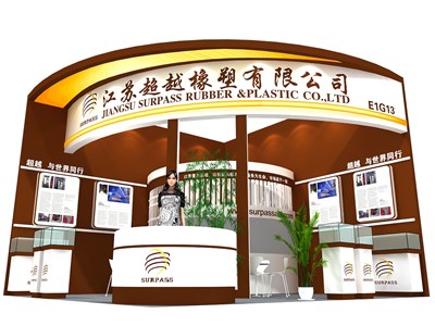 36平米展臺設(shè)計制作：一面開口/現(xiàn)代/木質(zhì)結(jié)構(gòu)/咖啡色，為化工展展商而作（免費使用）