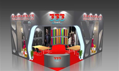 56平米展臺設(shè)計制作：二面開口/現(xiàn)代/木質(zhì)結(jié)構(gòu)/灰色，為服裝展展商而作（免費使用）