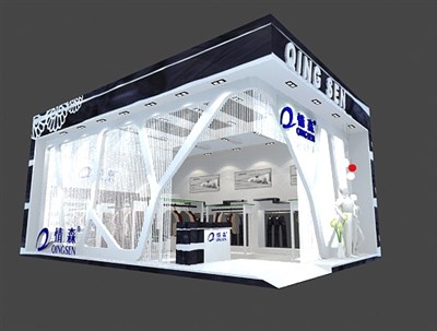 54平米展臺設(shè)計制作：二面開口/現(xiàn)代/木質(zhì)結(jié)構(gòu)/白色，為服裝展展商而作（免費使用）