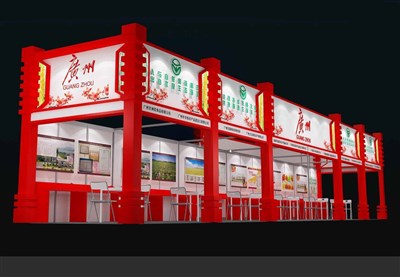 108平米展臺設(shè)計(jì)制作：三面開口/現(xiàn)代/木質(zhì)結(jié)構(gòu)/紅色，為食品展展商而作（免費(fèi)使用）
