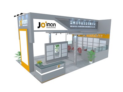 54平米展臺(tái)設(shè)計(jì)制作：三面開(kāi)口/現(xiàn)代/木質(zhì)結(jié)構(gòu)/灰色，為五金展展商而作（免費(fèi)使用）