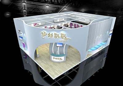 130平米展臺(tái)設(shè)計(jì)制作：二面開口/現(xiàn)代/木質(zhì)結(jié)構(gòu)/白色，為服裝展展商而作（免費(fèi)使用）