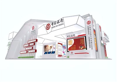 210平米展臺(tái)設(shè)計(jì)制作：一面開(kāi)口/現(xiàn)代/木質(zhì)結(jié)構(gòu)/白色，為金融展展商而作（免費(fèi)使用）