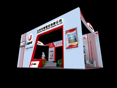 54平米展臺(tái)設(shè)計(jì)制作：四面開口/現(xiàn)代/木質(zhì)結(jié)構(gòu)/白色，為食品展展商而作（免費(fèi)使用）