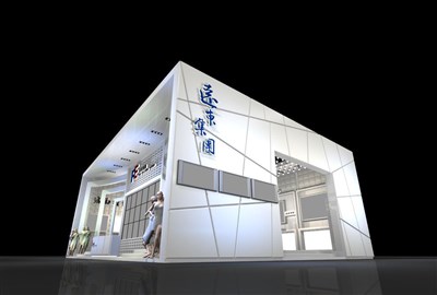 180平米展臺設(shè)計(jì)制作：二面開口/現(xiàn)代/木質(zhì)結(jié)構(gòu)/白色，為服裝展展商而作（免費(fèi)使用）