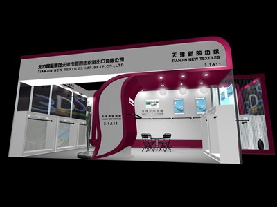 30平米展臺設(shè)計制作：一面開口/現(xiàn)代/木質(zhì)結(jié)構(gòu)/白色，為紡織展展商而作（免費使用）