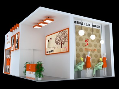 54平米展臺設(shè)計制作：二面開口/現(xiàn)代/木質(zhì)結(jié)構(gòu)/白色，為服裝展展商而作（免費使用）