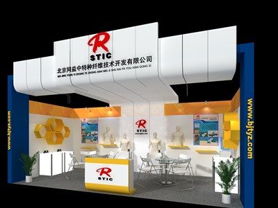 18平米展臺(tái)設(shè)計(jì)制作：一面開(kāi)口/現(xiàn)代/木質(zhì)結(jié)構(gòu)/彩色，為紡織展展商而作（免費(fèi)使用）