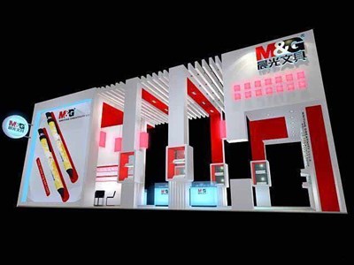 90平米展臺(tái)設(shè)計(jì)制作：二面開(kāi)口/現(xiàn)代/木質(zhì)結(jié)構(gòu)/白色，為文具圖書展展商而作（免費(fèi)使用）
